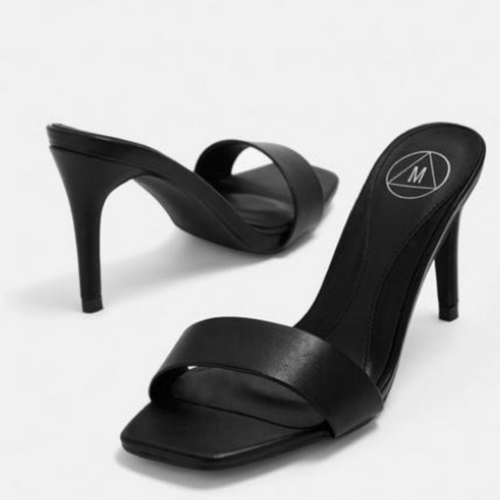 Black Low Heel Mules